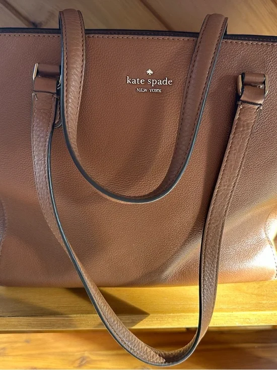 kate spade Brown Leather Tote with Top Handles - Picture 1 of 8